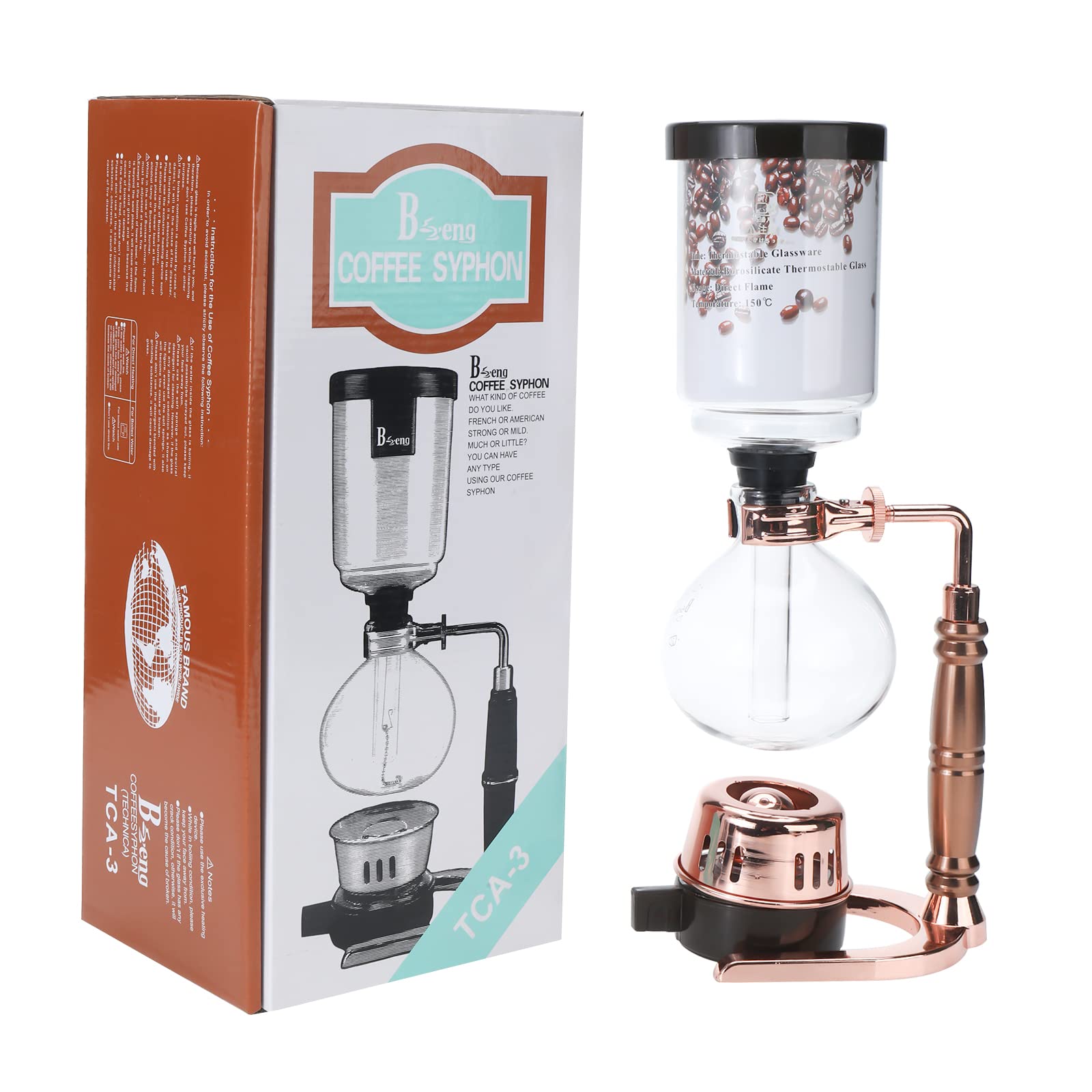 Amarine Made 5-Cup Coffee Syphon Tabletop Siphon (Syphon) Coffee Maker Gift Box Wrap for Christmas,birthday,Thanks Giving Day-Gift for Mother,Father,Friends (BT-3R)
